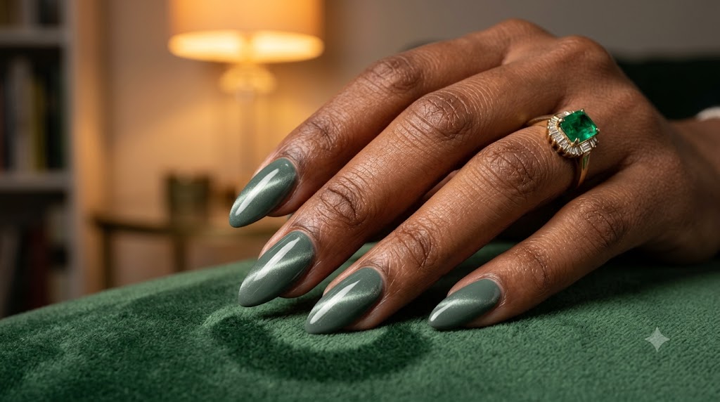 Sage Cat Eye Magnetic Nails